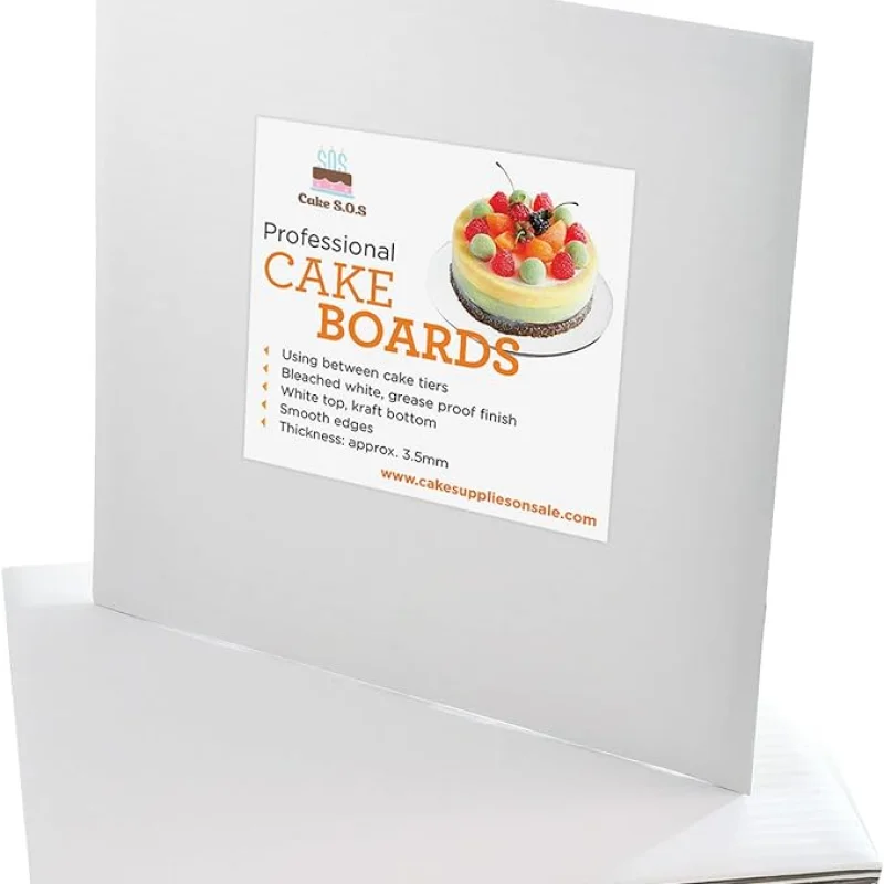 12 inch White Square Coated Cakeboard,Waxed Greaseproof, Disposable Cake Circle Base Boards Cardboard, pack of 10